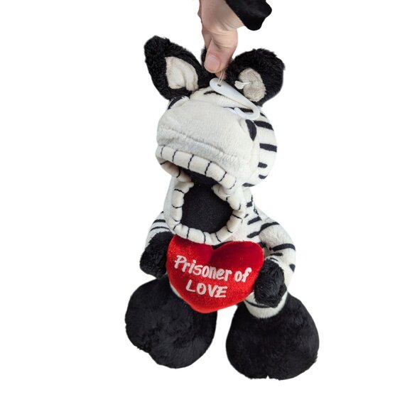 Zebra Plush "Prisoner Of Love" Whimsical Big Teeth Heart Valentines Gift 12" Dan - Picture 2 of 8